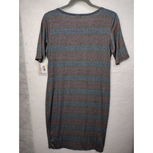 NWT Large LuLaRoe Dress Muted Gray/Teal/Pink Striped ~ MINT Condition ~L - Picture 3 of 5
